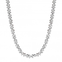 Silver Plated Cubic Zirconia Floral Tennis Necklace