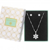 Silver Plated Cubic Zirconia Flower Pendant Set - Gift Boxed