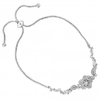 Silver Plated Cubic Zirconia Flower Toggle Bracelet
