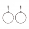 Silver Plated Cubic Zirconia Front Facing Hoop Earrings