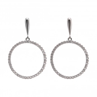 Silver Plated Cubic Zirconia Front Facing Hoop Earrings
