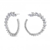 Silver Plated Cubic Zirconia Graduated Navette Hoop Earrings