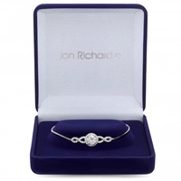 Silver Plated Cubic Zirconia Halo Infinity Crystal Toggle Bracelet - Gift Boxed