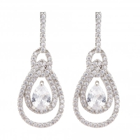 Silver Plated Cubic Zirconia Infinity Peardrop Earrings