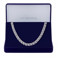 Silver Plated Cubic Zirconia Leaf Necklace - Gift Boxed