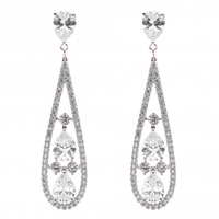 Silver Plated Cubic Zirconia Mixed Stone Statement Earring
