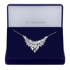 Silver Plated Cubic Zirconia Multi Navette Statement Necklace - Gift Boxed