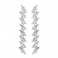 Silver Plated Cubic Zirconia Navette Drop Earring