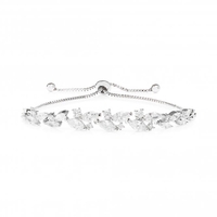 Silver Plated Cubic Zirconia Navette Toggle Bracelet