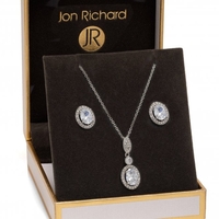 Silver Plated Cubic Zirconia Oval Bridal Set - Gift Boxed