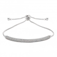 Silver Plated Cubic Zirconia Pave Bar Toggle Bracelet