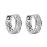 Silver Plated Cubic Zirconia Pave Hoop Earrings