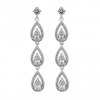 Silver Plated Cubic Zirconia Pear Long Drop Earrings