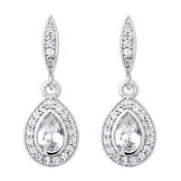 Silver Plated Cubic Zirconia Peardrop Drop Earring