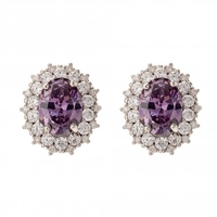 Silver Plated Cubic Zirconia Purple Small Stud Earrings