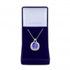 Silver Plated Cubic Zirconia Purple Square Pendant Necklace - Gift Boxed