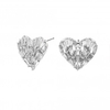 Silver Plated Cubic Zirconia Shattered Heart Stud Earrings