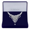 Silver Plated Cubic Zirconia Sparkle Statement V Drop Necklace