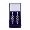 Silver Plated Cubic Zirconia Statement Crystal Navette Drop Earring - Gift Boxed
