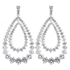 Silver Plated Cubic Zirconia Statement Double Pear Drop Earring