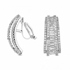 Silver Plated Cubic Zirconia Statement Half Hoop Clip On Earrings