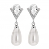 Silver Plated Cubic Zirconia Teardrop Pearl Earring