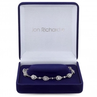 Silver Plated Cubic Zirconia Tennis Pear Crystal Bracelet - Gift Boxed