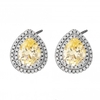 Silver Plated Cubic Zirconia Yellow Pear Stud Earring