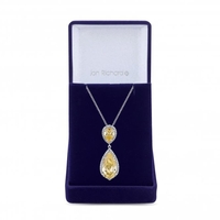 Silver Plated Cubic Zirconia Yellow Peardrop Necklace