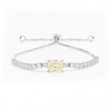 Silver Plated Cubic Zirconia Yellow Rectangle Toggle Bracelet