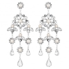 Silver Plated Diamante And Pearl Floral Chandelier Drop Earring