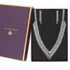 Silver Plated Diamante Crystal V Shape Set - Gift Boxed