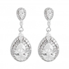 Silver Plated Double Pave Halo Peardrop Earring