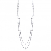 Silver Plated Double Row Crystal Celestial Necklace
