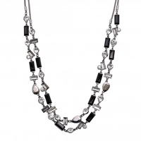 Silver Plated Double Row Monocrome Necklace