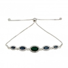 Silver Plated Emerald And Blue Toggle Bracelet