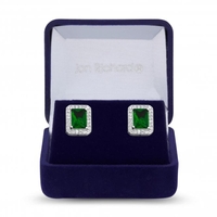 Silver Plated Emerald Cubic Zirconia Perfume Bottle Drop Earring - Gift Boxed