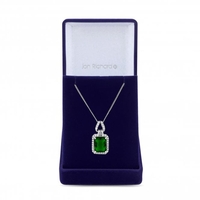 Silver Plated Emerald Cubic Zirconia Perfume Bottle Pendant - Gift Boxed