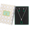 Silver Plated Emerald Green Crystal Pear Drop Set - Gift Boxed