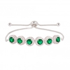 Silver Plated Emerald Green Cubic Zirconia Pave Toggle Bracelet