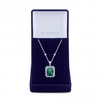 Silver Plated Emerald Green Cubic Zirconia Rectangle Pendant Necklace - Gift Boxed