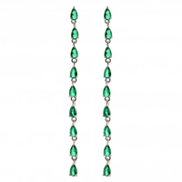 Silver Plated Emerald Green Linear Pear Drop Earring