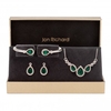 Silver Plated Emerald Green Pear Trio Set - Gift Boxed