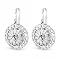 Silver Plated Filigree Disc Drop Earrings