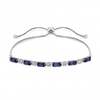 Silver Plated Fine Baguette And Round Toggle Bracelet