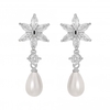 Silver Plated Floral And Pearl Drop Earring