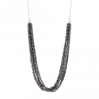 Silver Plated Grey Glass Bead Multirow Allway Necklace