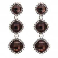Silver Plated Halo Cushion Graduated Drop Earrings