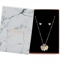 Silver Plated Heart Necklace And Earring Set - Gift Boxed