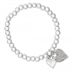 Silver Plated Heart Pendant Stretch Bracelet - Gift Boxed